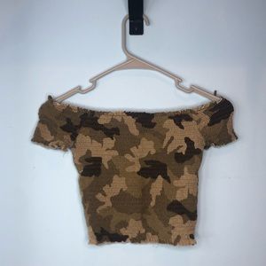 Camo Ruffled Crop Top